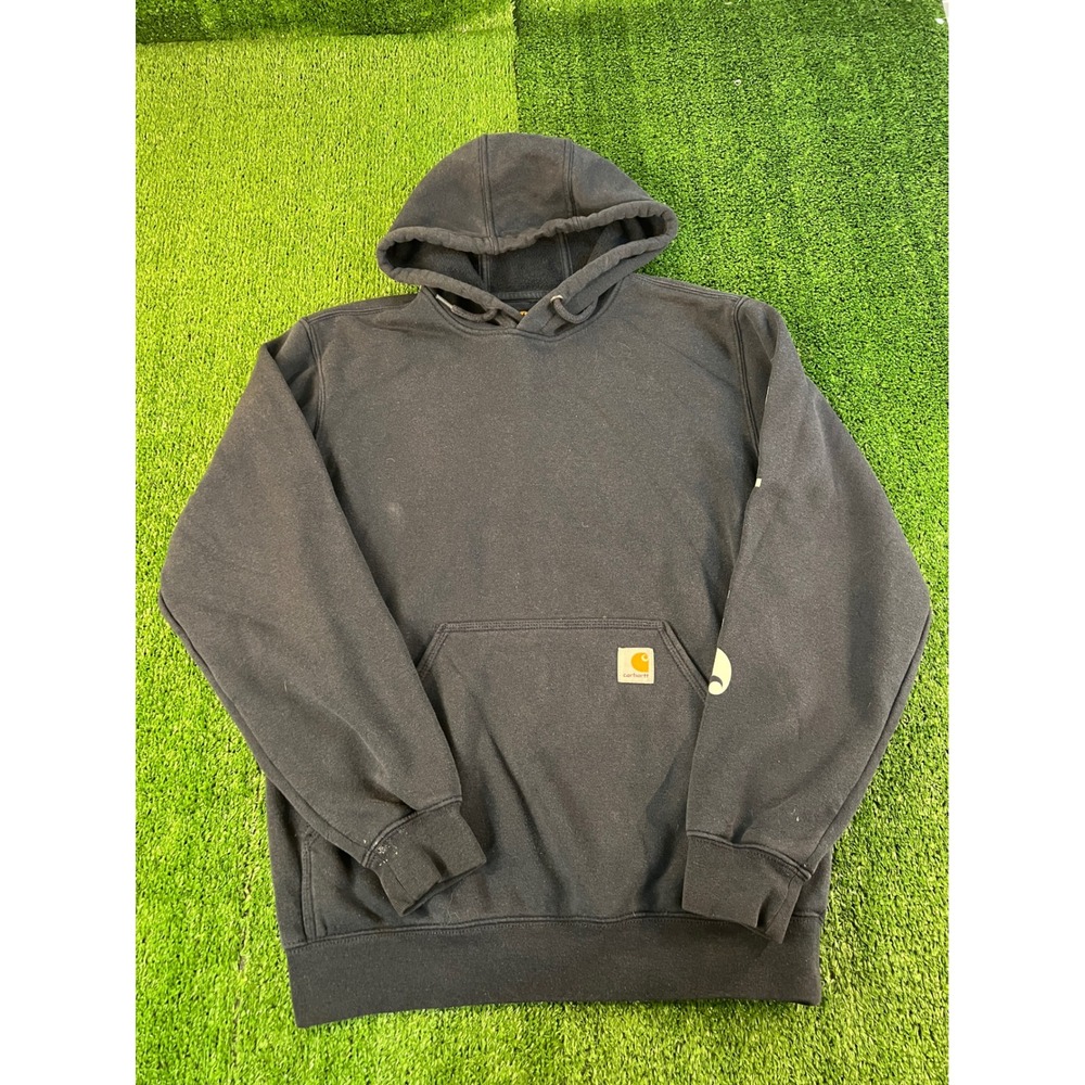 Carhartt K288 Mens Midweight Sleeve Logo Hooded Sweatshirt Blue Hoodie Pullover